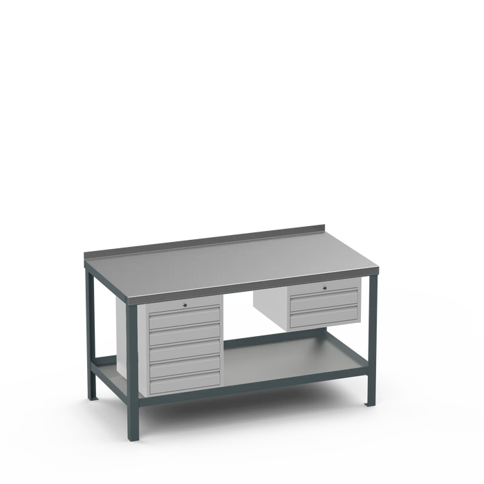 Steel Top Heavy Duty Workbench | 5 Drawer & 2 Drawer Storage
