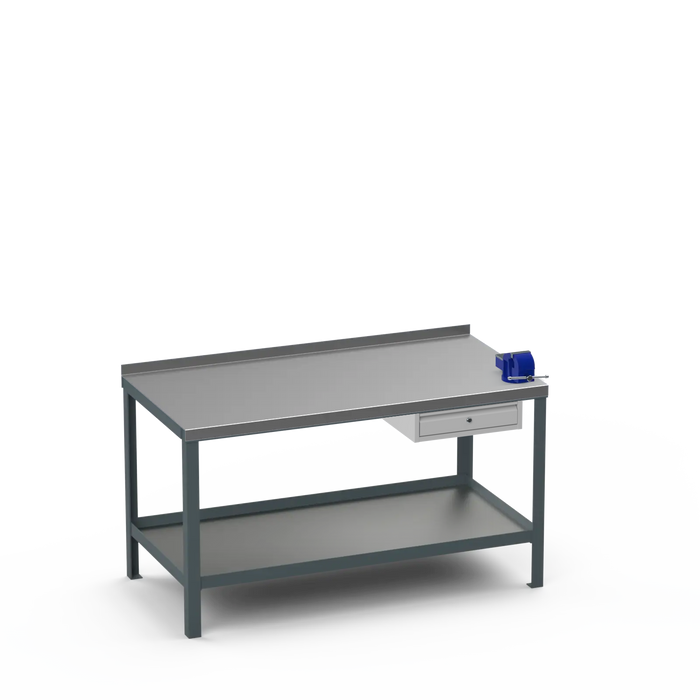 Steel Top Heavy Duty Workbench | Single Drawer & Right 4 Inch Vice Storage
