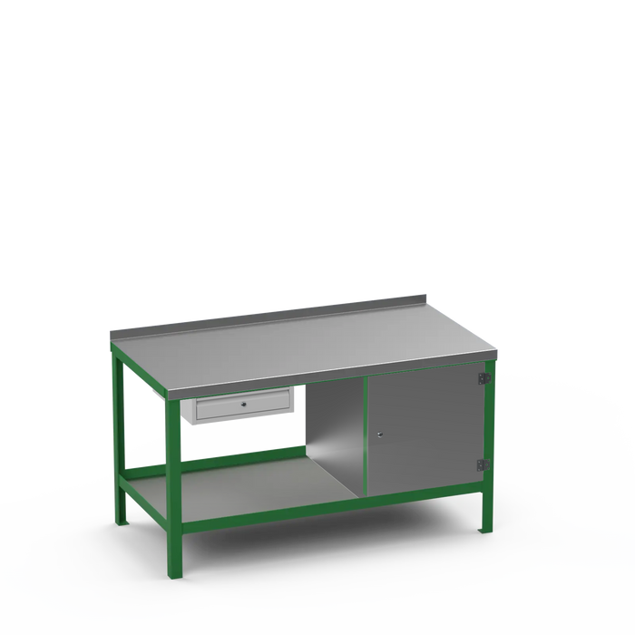 Steel Top Heavy Duty Workbench | Single Drawer & Enclosed Cupboard Storage