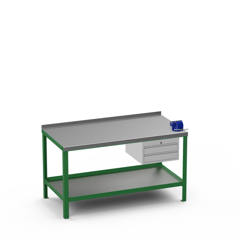 Steel Top Heavy Duty Workbench | 2 Drawer Storage Unit & 4 Inch Bench Vice
