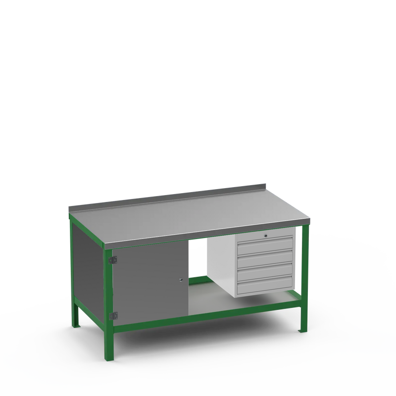 Steel Top Heavy Duty Workbench | Cupboard & 4 Drawer Storage
