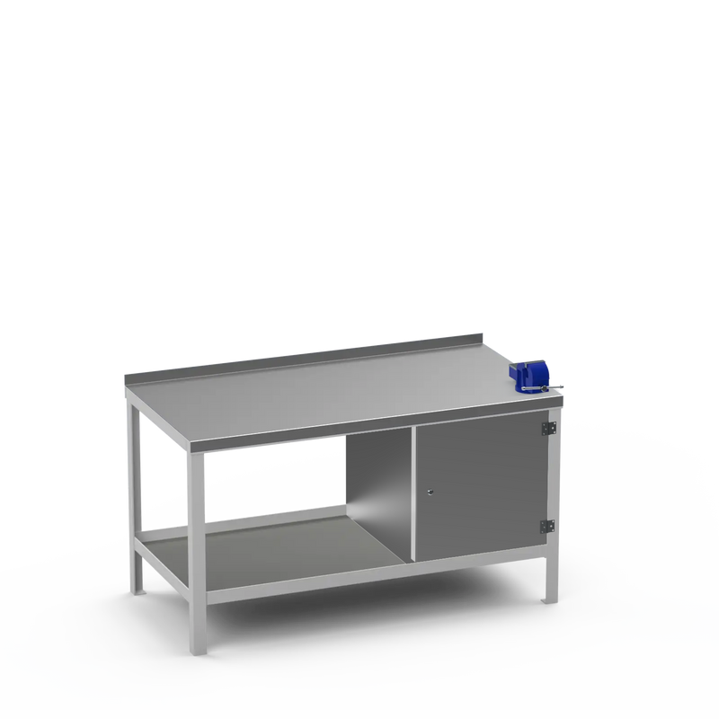 Steel Top Heavy Duty Workbench | Cupboard & 4 Inch Bench Vice