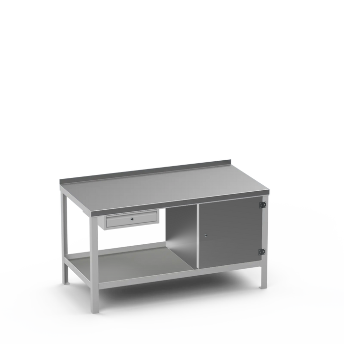 Steel Top Heavy Duty Workbench | Single Drawer & Enclosed Cupboard Storage