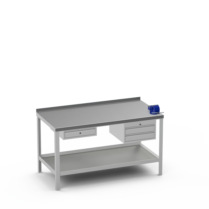 Steel Top Heavy Duty Workbench | Single Drawer & 2 Drawer & Right 4 Inch Vice