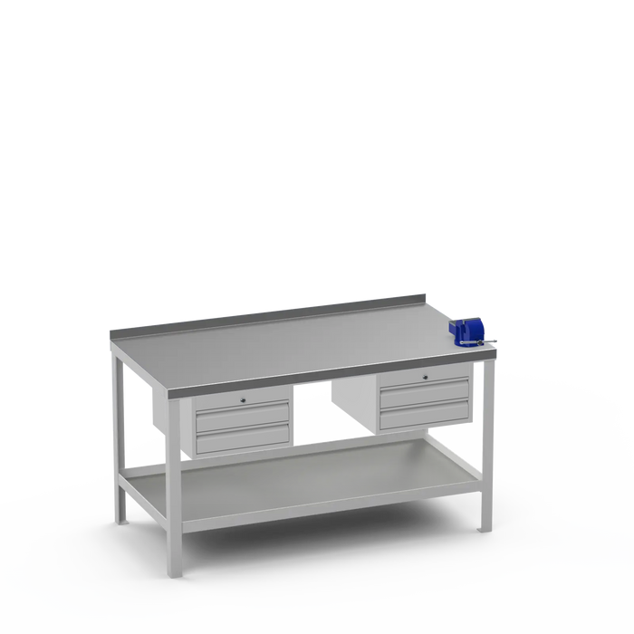 Steel Top Heavy Duty Workbench | 2 Drawer & 2 Drawer & Right 4 Inch Vice Storage