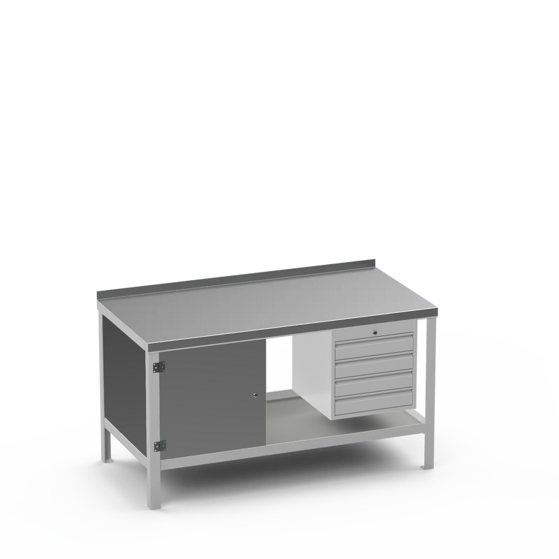 Steel Top Heavy Duty Workbench | Cupboard & 4 Drawer Storage