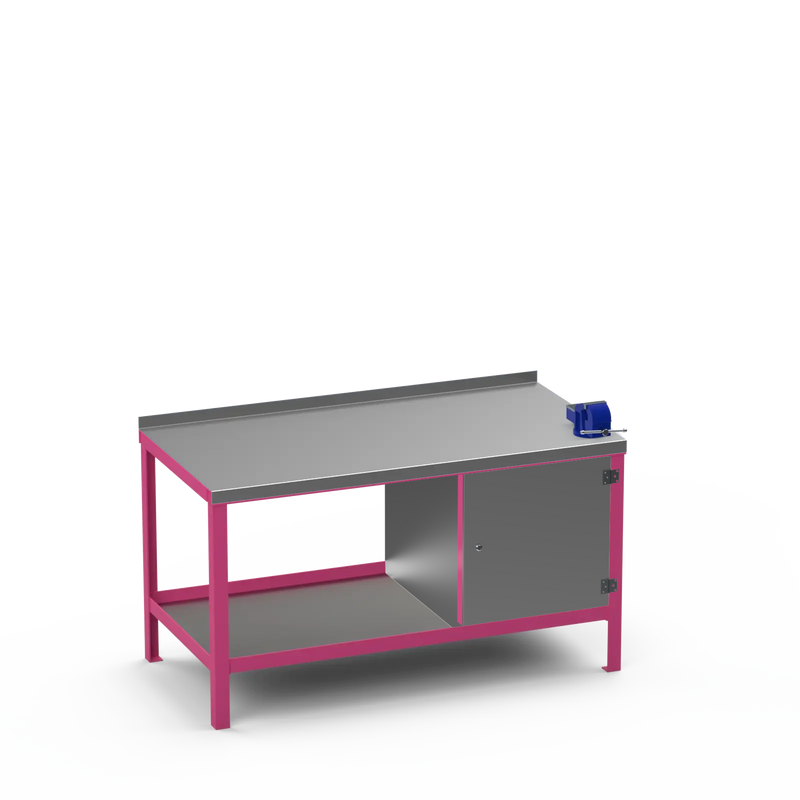Steel Top Heavy Duty Workbench | Cupboard & 4 Inch Bench Vice