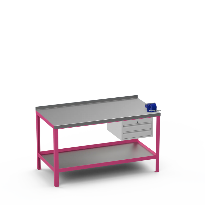 Steel Top Heavy Duty Workbench | 2 Drawer Storage Unit & 4 Inch Bench Vice