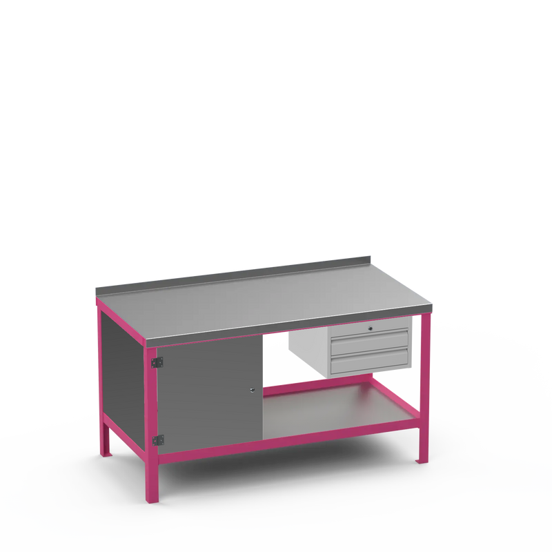 Steel Top Heavy Duty Workbench | Cupboard & 2 Drawer Storage