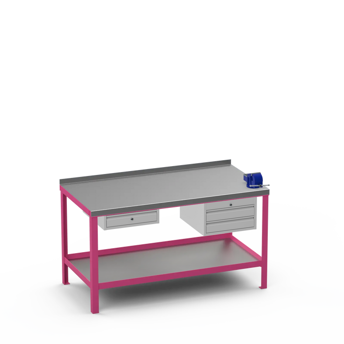 Steel Top Heavy Duty Workbench | Single Drawer & 2 Drawer & Right 4 Inch Vice