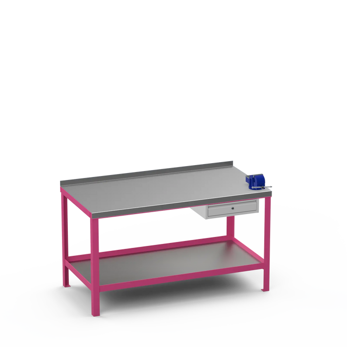 Steel Top Heavy Duty Workbench | Single Drawer & Right 4 Inch Vice Storage