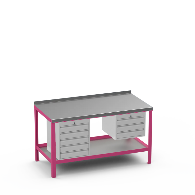 Steel Top Heavy Duty Workbench | 5 Drawer & 3 Drawer Storage