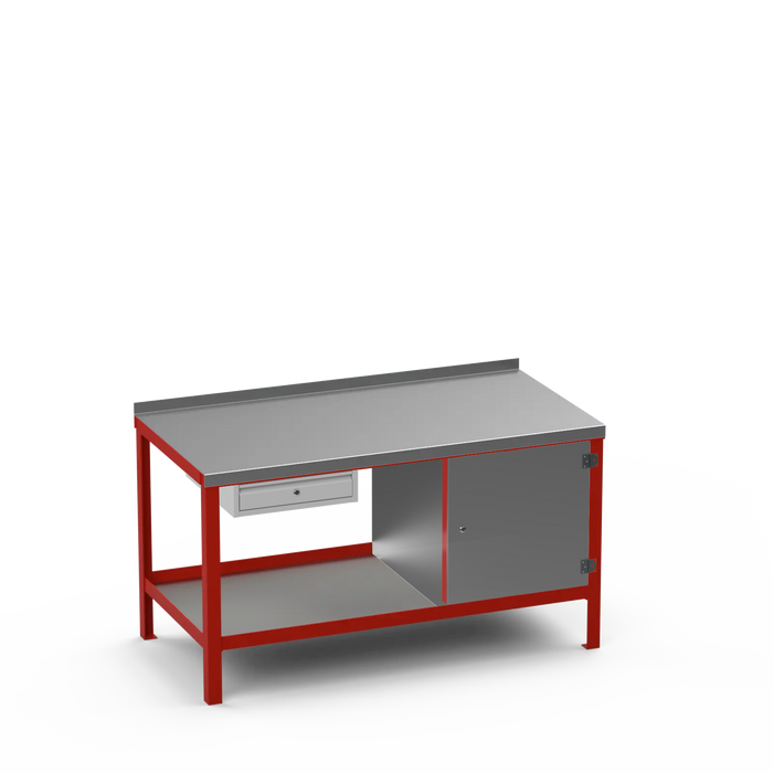 Steel Top Heavy Duty Workbench | Single Drawer & Enclosed Cupboard Storage
