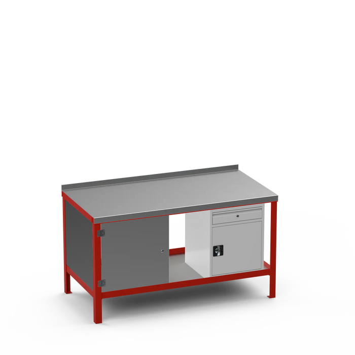 Steel Top Heavy Duty Workbench | Enclosed Cupboard & Cupboard w/ Drawer Storage