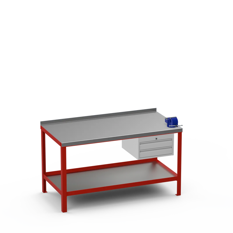 Steel Top Heavy Duty Workbench | 2 Drawer Storage Unit & 4 Inch Bench Vice