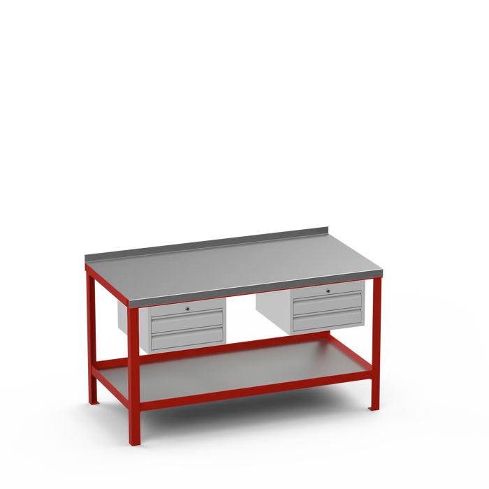 Steel Top Heavy Duty Workbench | 2 Drawer & 2 Drawer Storage