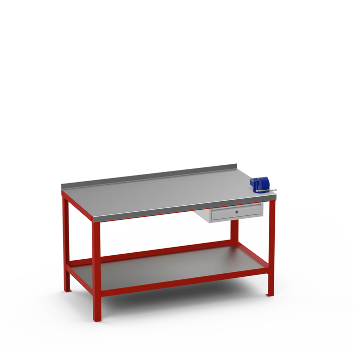 Steel Top Heavy Duty Workbench | Single Drawer & Right 4 Inch Vice Storage