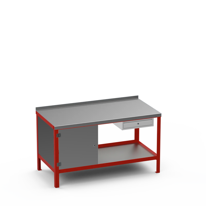 Steel Top Heavy Duty Workbench | Enclosed Cupboard & Single Drawer Storage