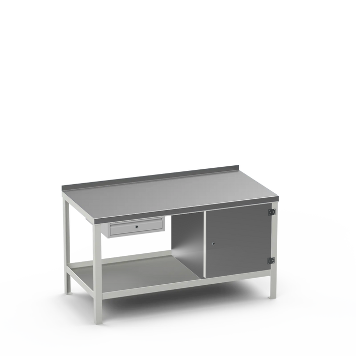 Steel Top Heavy Duty Workbench | Single Drawer & Enclosed Cupboard Storage