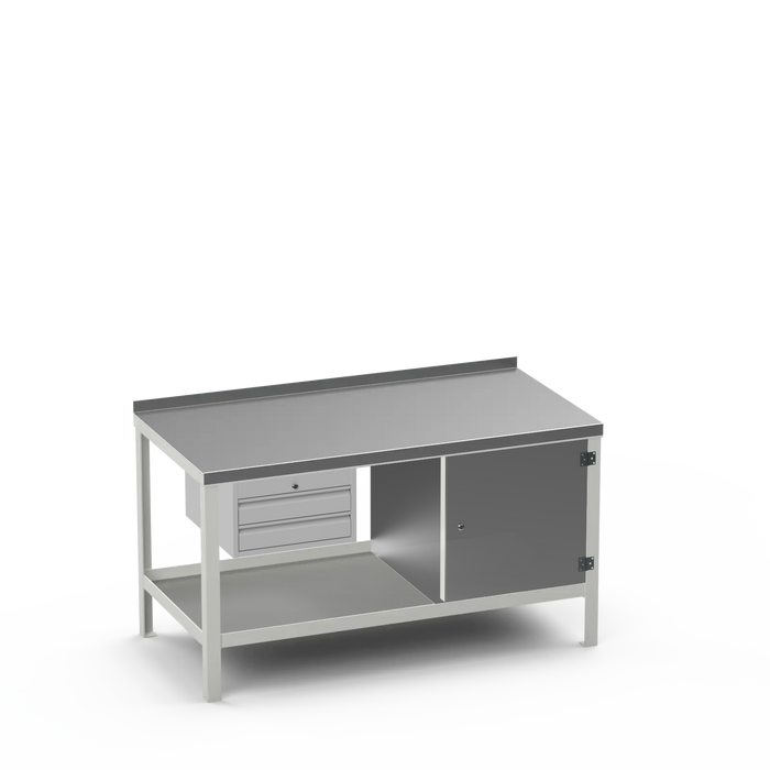 Steel Top Heavy Duty Workbench | 2 Drawer & Enclosed Cupboard Storage