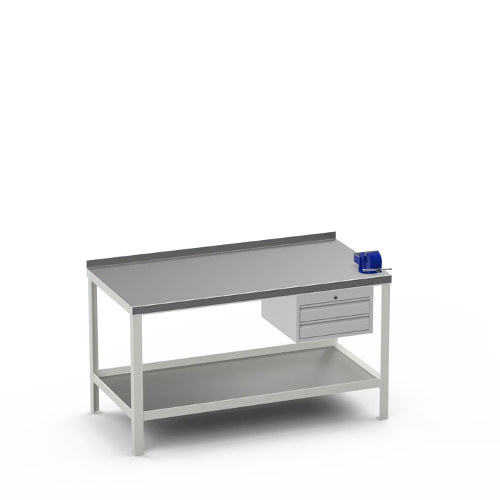 Steel Top Heavy Duty Workbench | 2 Drawer & Right 4 Inch Vice Storage