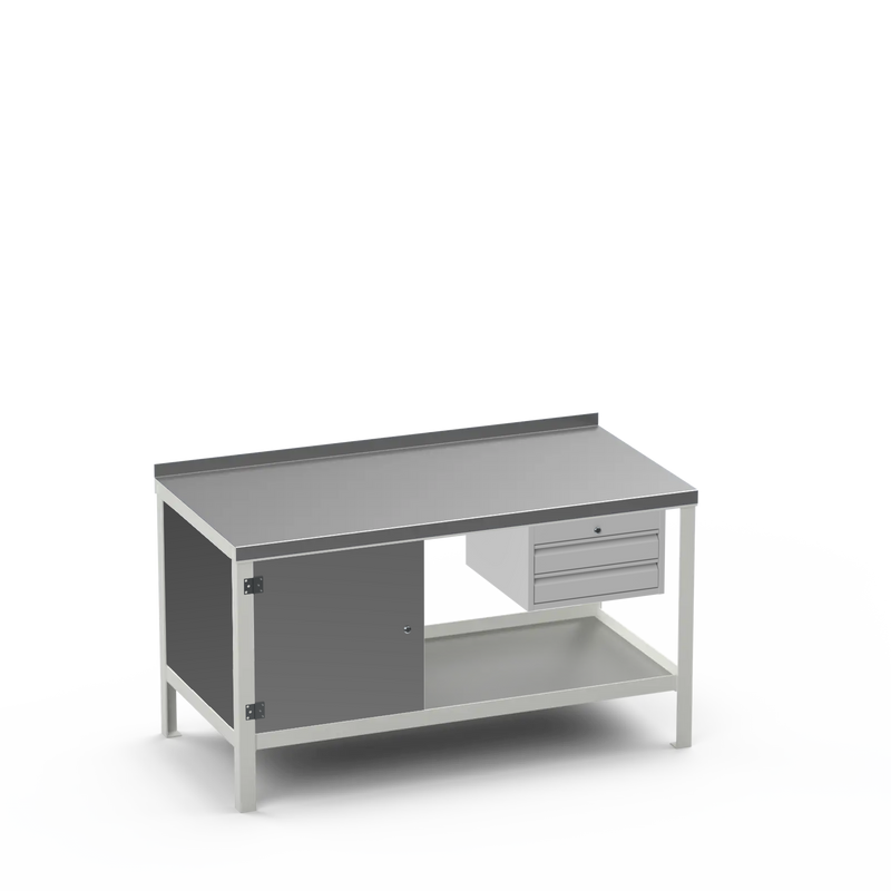 Steel Top Heavy Duty Workbench | Cupboard & 2 Drawer Storage