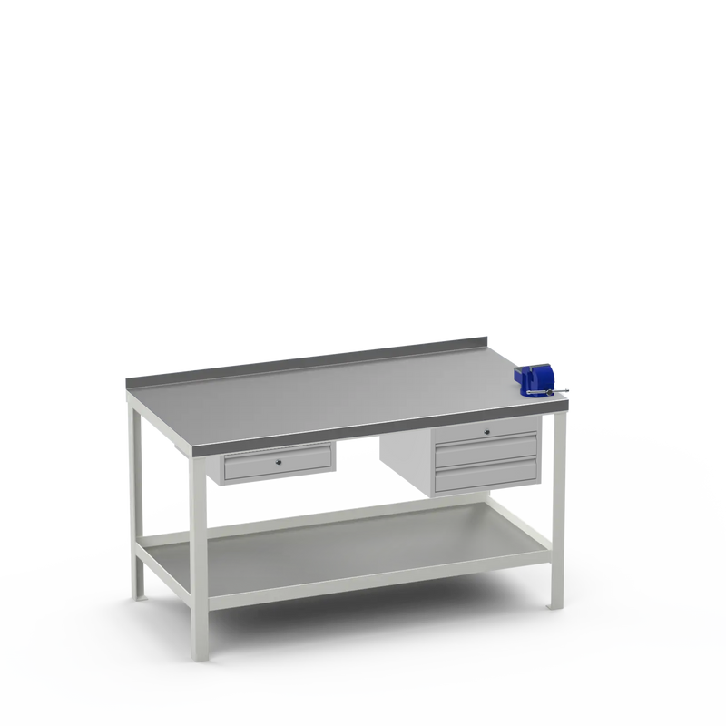 Steel Top Heavy Duty Workbench | Single Drawer Storage Unit & 2 Drawer Storage Unit & 4 Inch Bench Vice