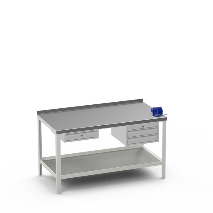 Steel Top Heavy Duty Workbench | Single Drawer & 2 Drawer & Right 4 Inch Vice