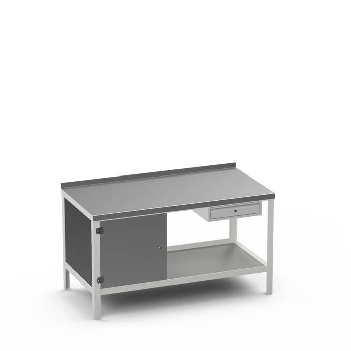Steel Top Heavy Duty Workbench | Enclosed Cupboard & Single Drawer Storage