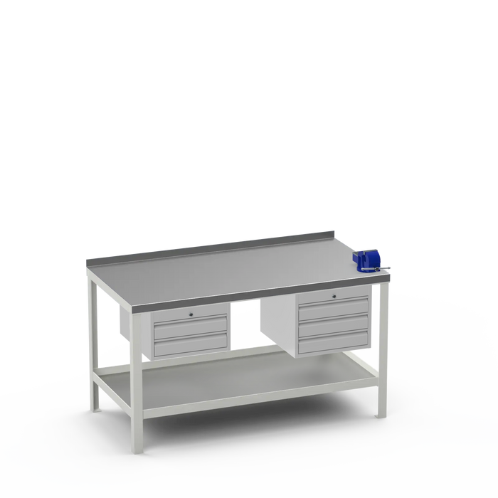 Steel Top Heavy Duty Workbench | 2 Drawer & 3 Drawer & Right 4 Inch Vice Storage