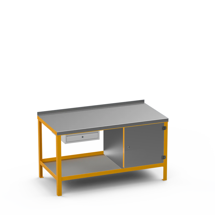 Steel Top Heavy Duty Workbench | Single Drawer & Enclosed Cupboard Storage
