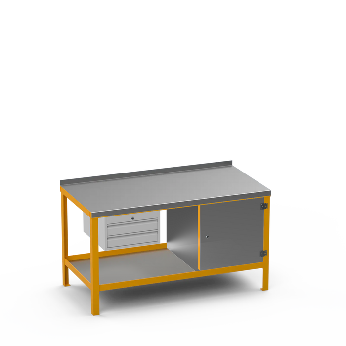 Steel Top Heavy Duty Workbench | 2 Drawer & Enclosed Cupboard Storage