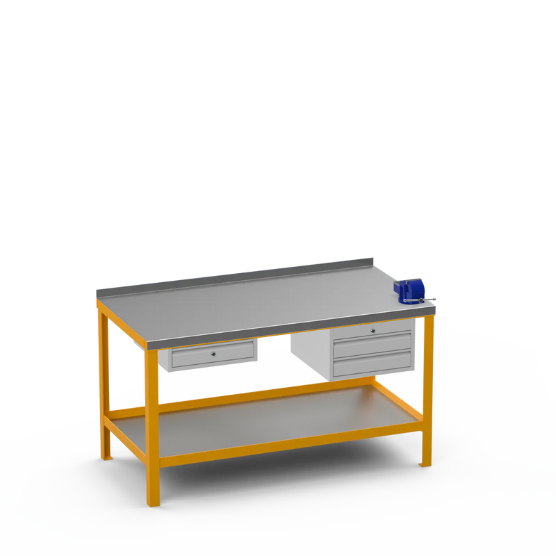 Steel Top Heavy Duty Workbench | Single Drawer Storage Unit & 2 Drawer Storage Unit & 4 Inch Bench Vice