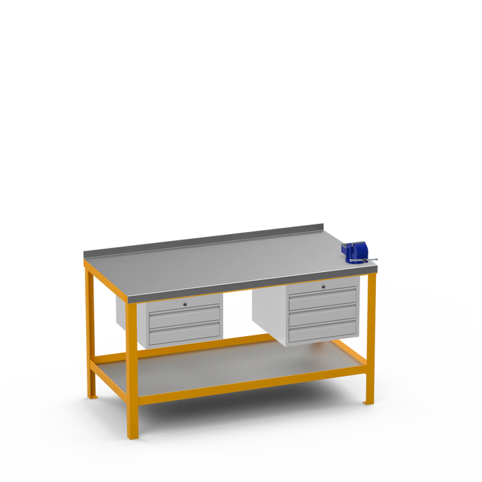 Steel Top Heavy Duty Workbench | 2 Drawer & 3 Drawer & Right 4 Inch Vice Storage