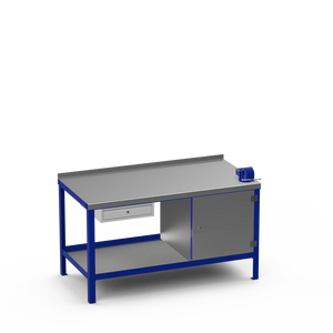 Steel Top Heavy Duty Workbench | Single Drawer Storage Unit & Cupboard & 4 Inch Bench Vice