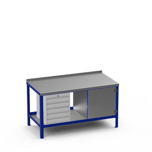 Steel Top Heavy Duty Workbench | 5 Drawer & Cupboard Storage