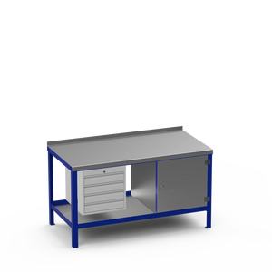 Steel Top Heavy Duty Workbench | 4 Drawer & Cupboard Storage