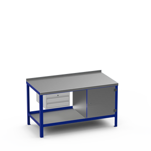 Steel Top Heavy Duty Workbench | 2 Drawer & Cupboard Storage