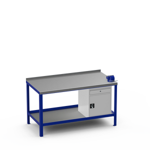 Steel Top Heavy Duty Workbench | Cupboard w/ Drawer & 4 Inch Bench Vice