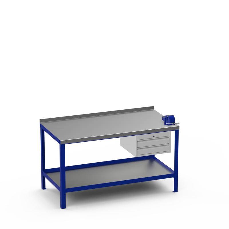 Steel Top Heavy Duty Workbench | 2 Drawer Storage Unit & 4 Inch Bench Vice
