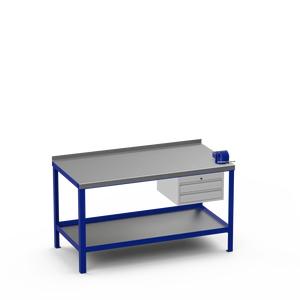 Steel Top Heavy Duty Workbench with 4 Inch Bench Vice | 2 Drawer Storage Unit