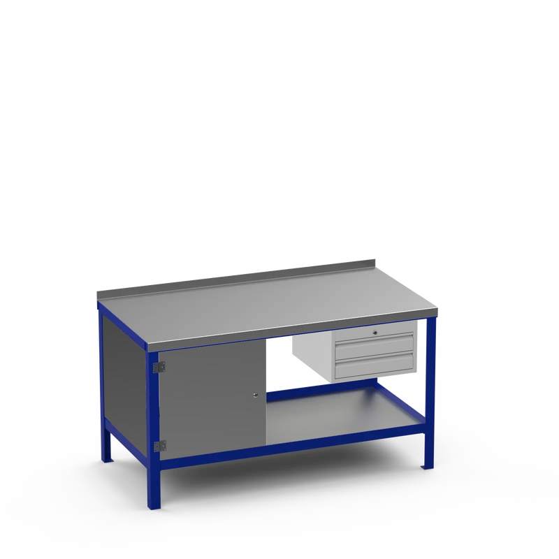 Steel Top Heavy Duty Workbench | Cupboard & 2 Drawer Storage