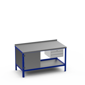 Steel Top Heavy Duty Workbench | Cupboard & 2 Drawer Storage