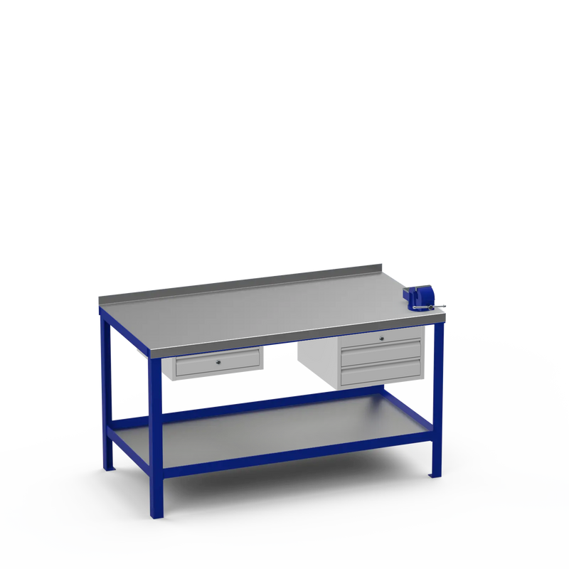Steel Top Heavy Duty Workbench | Single Drawer Storage Unit & 2 Drawer Storage Unit & 4 Inch Bench Vice