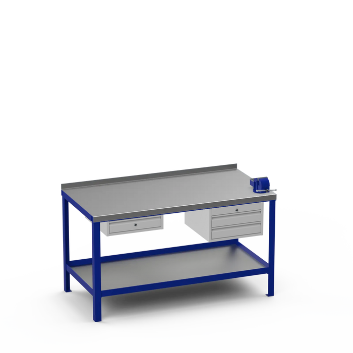 Steel Top Heavy Duty Workbench | Single Drawer & 2 Drawer & Right 4 Inch Vice