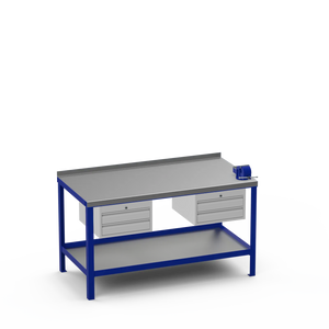 Steel Top Heavy Duty Workbench | 2 Drawer Storage Unit & 2 Drawer Storage Unit & 4 Inch Bench Vice