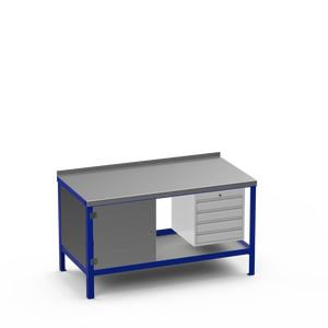 Steel Top Heavy Duty Workbench | Cupboard & 4 Drawer Storage