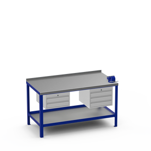 Steel Top Heavy Duty Workbench | 2 Drawer Storage Unit & 3 Drawer Storage Unit & 4 Inch Bench Vice
