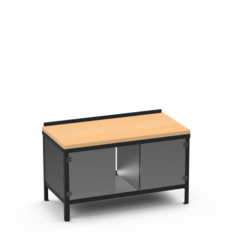 Wood Top Heavy Duty Workbench | Enclosed Cupboard & Storage