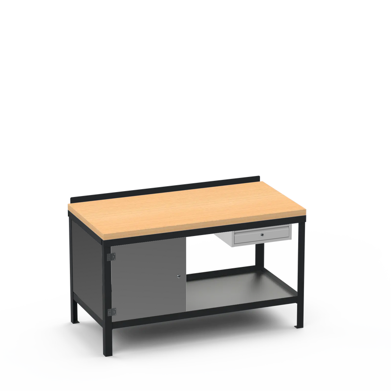 Wood Top Heavy Duty Workbench | Cupboard & Single Drawer Storage Unit